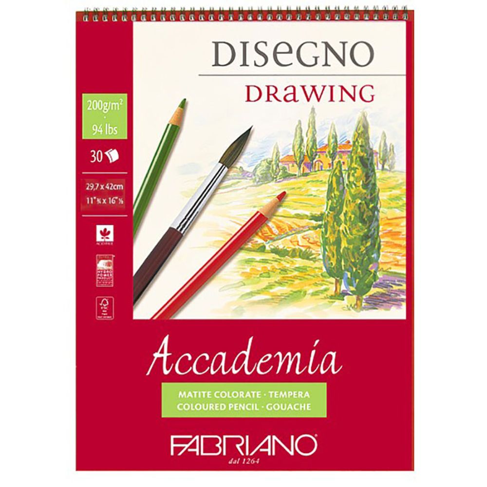 Альбом для эскизов AccaDemia 200 г/м², A3 29.7х42 см, на спирали 30 л, Fabriano 44202942