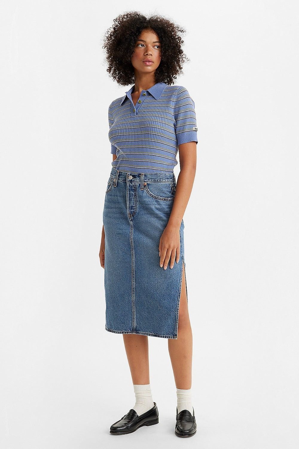 Юбка джинсова женская LEVI'S SIDE SLIT SKIRT MED INDIGO - WORN IN