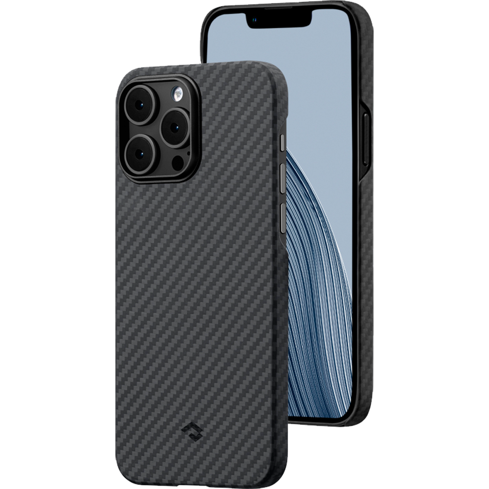 Чехол из арамидного волокна с поддержкой MagSafe PITAKA MagEZ Case 3 600D для iPhone 14 Pro, Black / Grey Twill (Cаржевое переплетение)