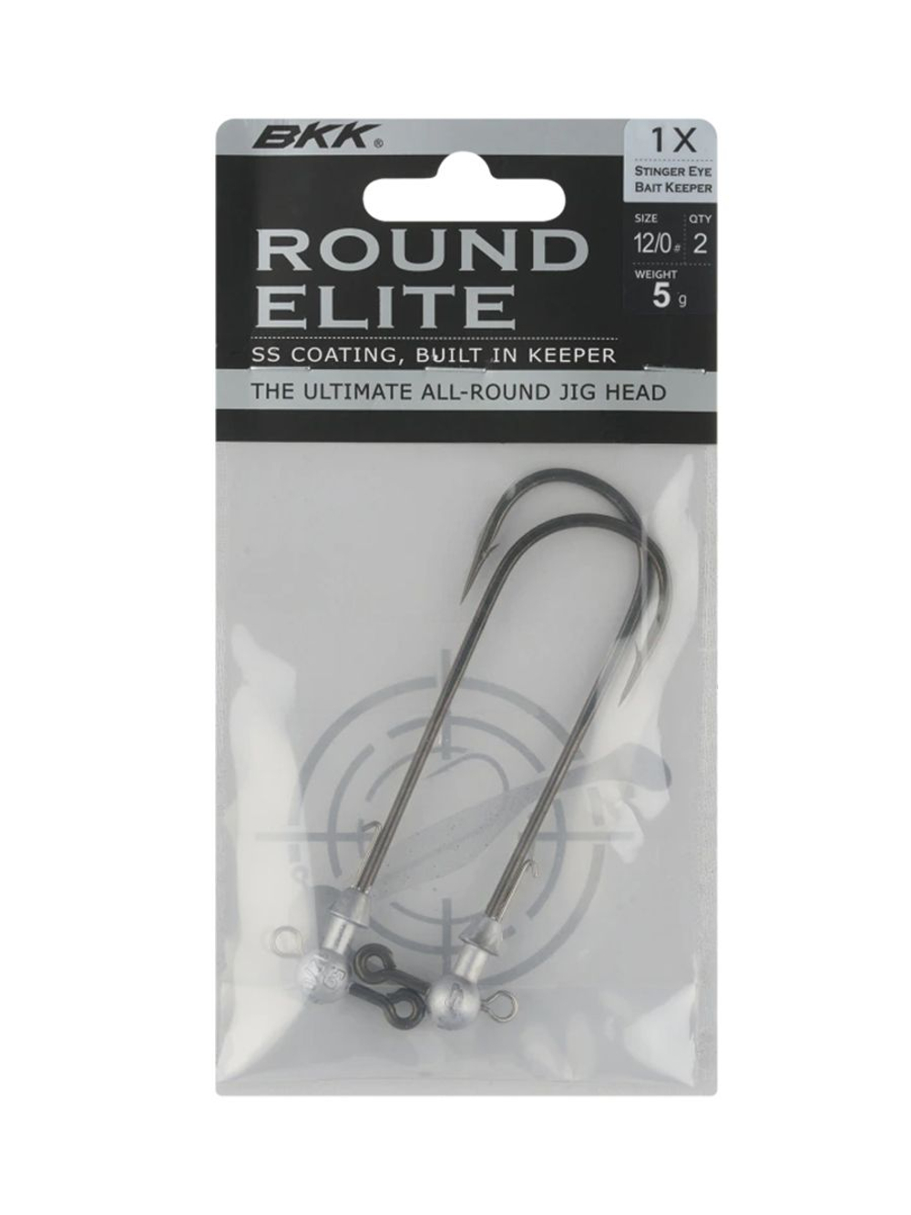 Джиг-головка для рыбалки BKK Round Elite-Stinger Eye Bait Keeper, размер крючка 10/0, вес 5г, 2 шт.