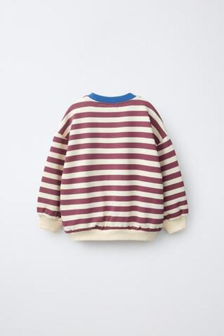ZARA ТОЛСТОВКА В ПОЛОСКУ, ЭКРЮ/ГРАНАТОВЫЙ