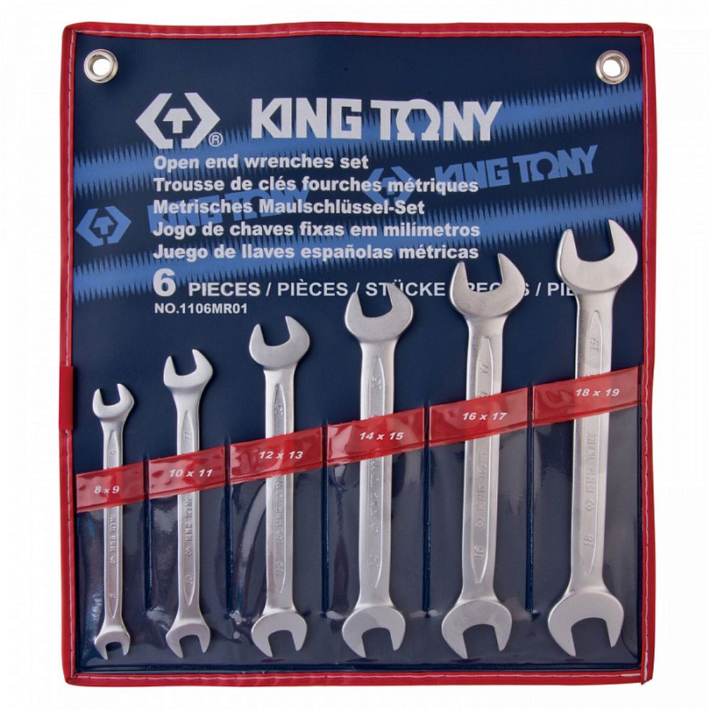 Набор рожковых ключей, 8-19 мм, 6 предметов KING TONY 1106MR01 Набор рожковых ключей, 8-19 мм, 6 предметов KING TONY 1106MR01