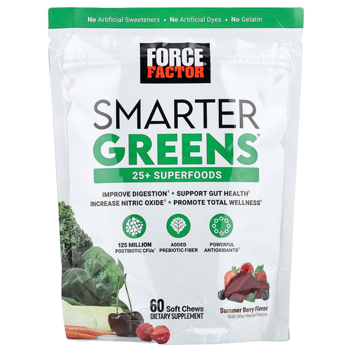 Force Factor, Smarter Greens®, летняя ягода, 60 жевательных таблеток