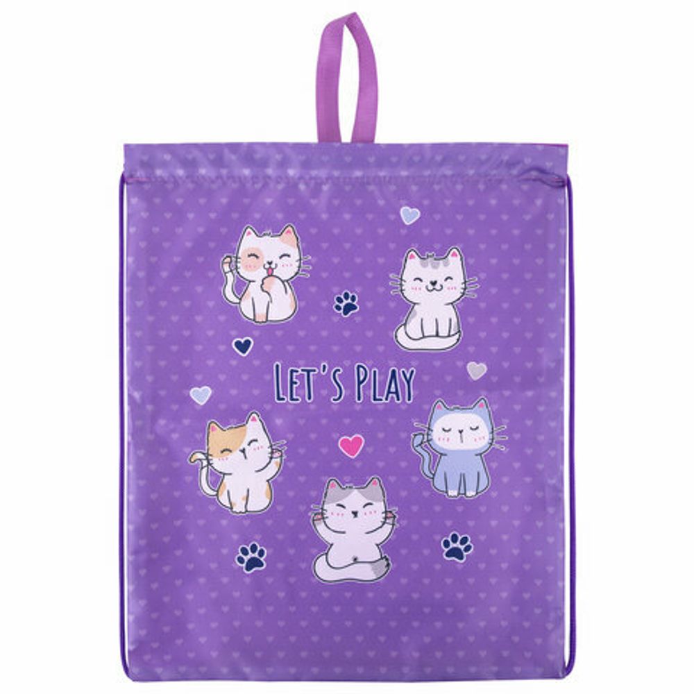 Мешок для обуви BRAUBERG KIDS, с петлей, 42х34 см, "Playing kittens", 272413
