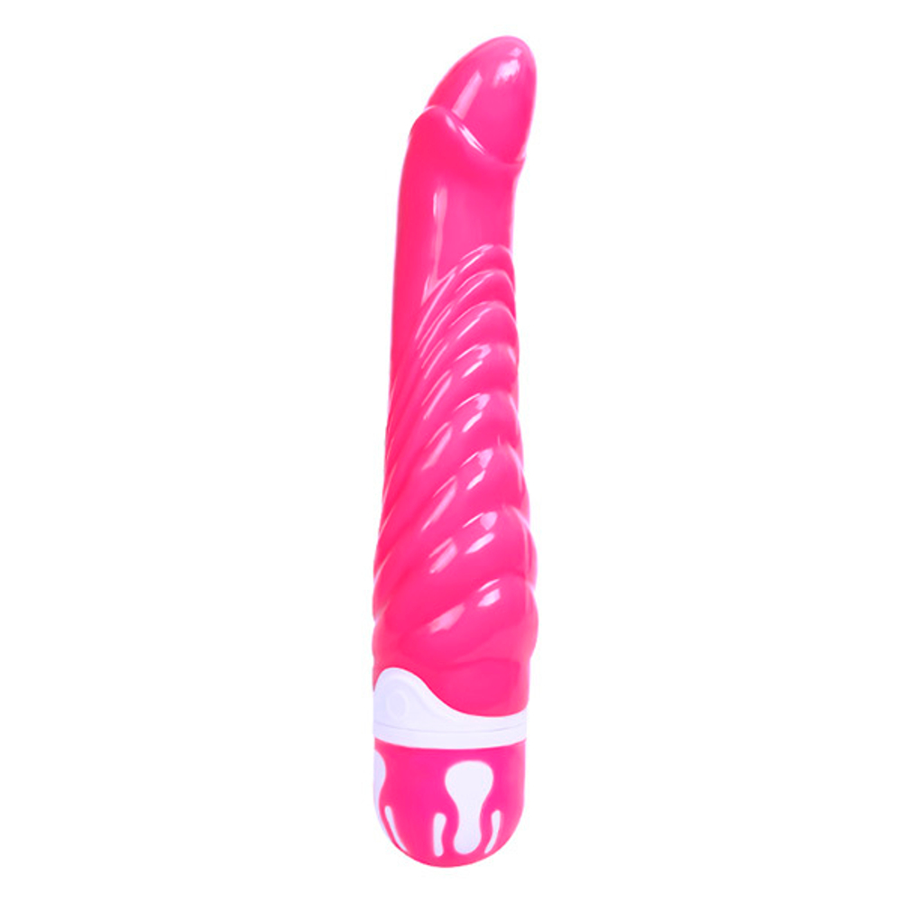Розовый ребристый вибратор 21,8см Baile The Realistic Cock BW-047002