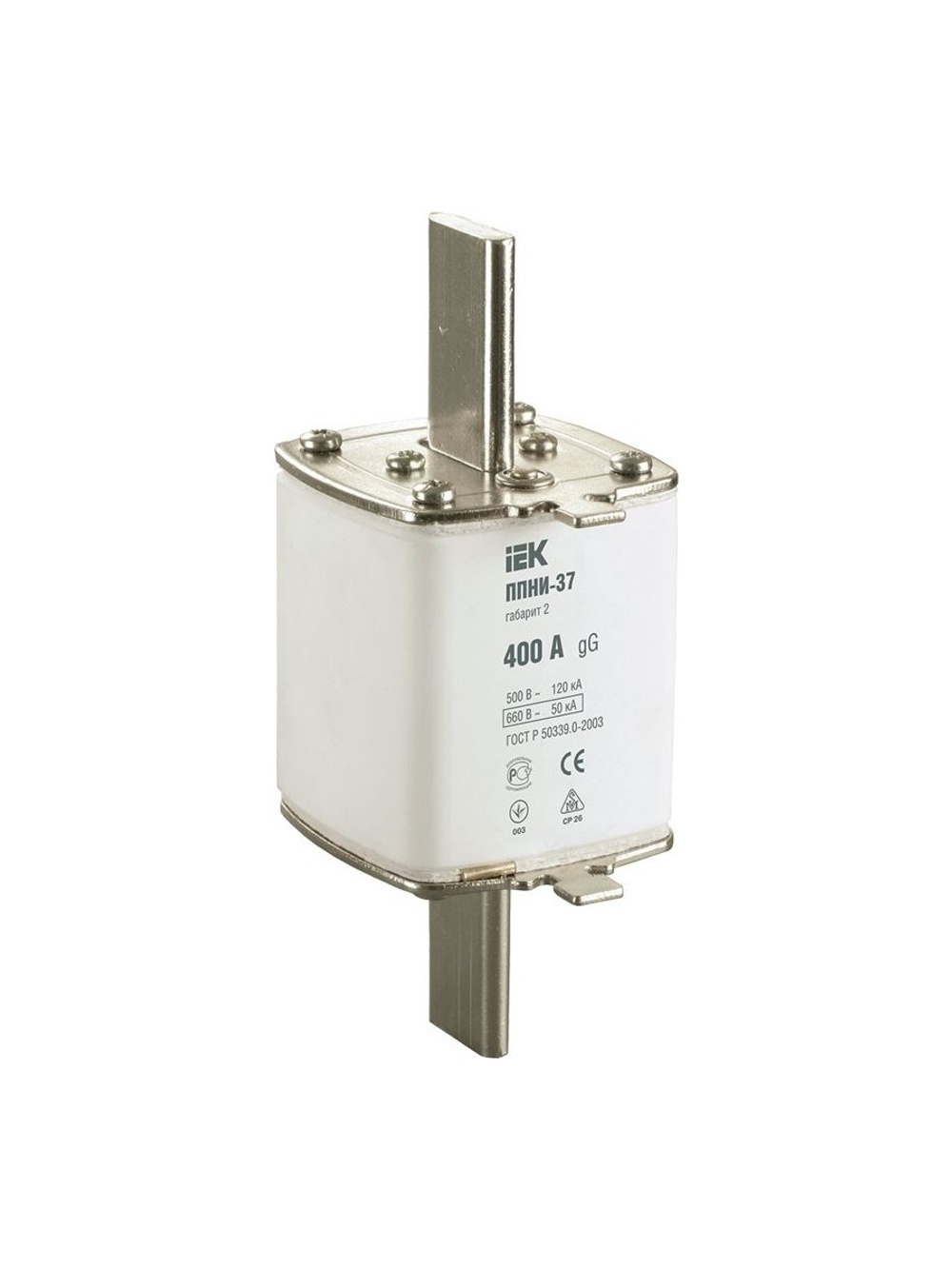 Вставка плавкая ППНИ-37 400А габарит 2 IEK DPP40-400