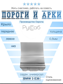 Ремкомплект крыла левый BMW 3 E36 1991-1998 (Polcar) седан, универсал