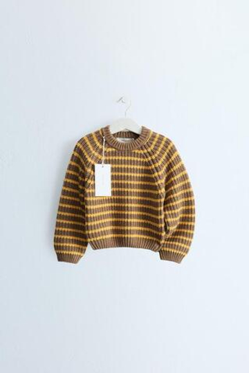 ZARA ZARA TIMELESS – ТРИКОТАЖНЫЙ СВИТЕР В ПОЛОСКУ ИЗ ХЛОПКА И ШЕРСТИ, ОХРА