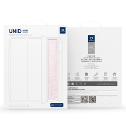 Чехол книжка розового цвета от Dux Ducis для Apple iPad Pro 13 с 2024 года, серия Unid Series Case, с держателем Apple Pencil и функцией автоматического перехода в спящий режим
