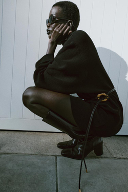 ZARA КОРОТКОЕ ТРИКОТАЖНОЕ ПЛАТЬЕ С ПОЯСОМ, ЧЕРНЫЙ