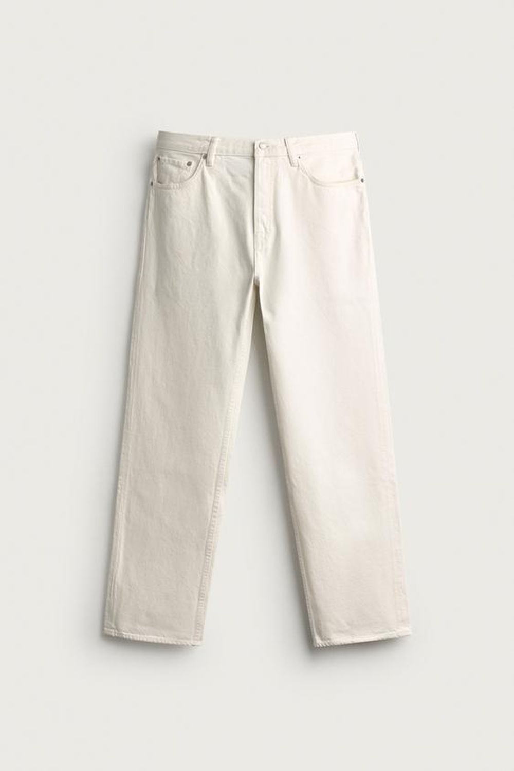 ZARA ДЖИНСЫ STRAIGHT LEG, ЖЕЛТОВАТО-БЕЛЫЙ