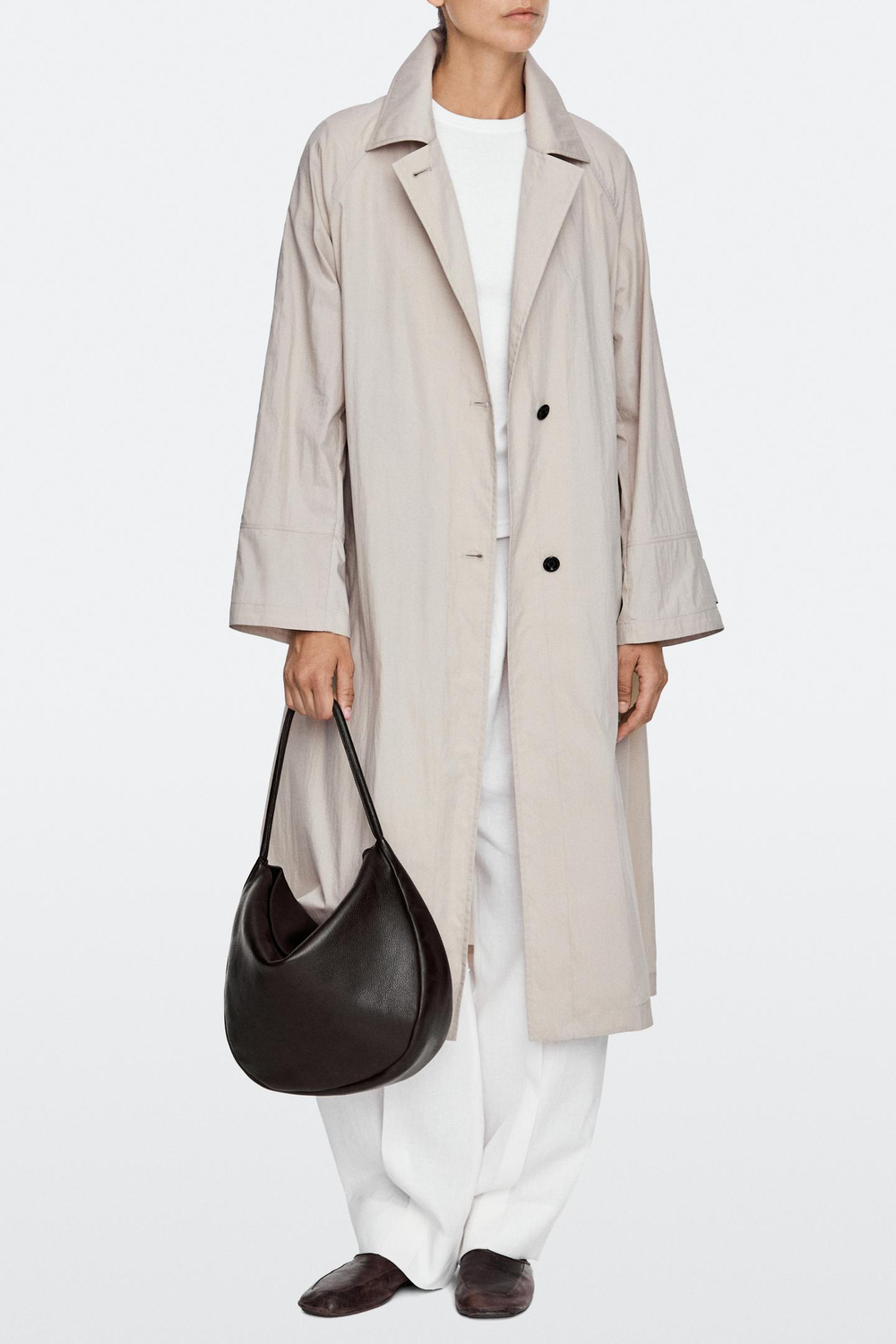 Massimo Dutti Сумка medium slouch из кожи наппа, коричневый