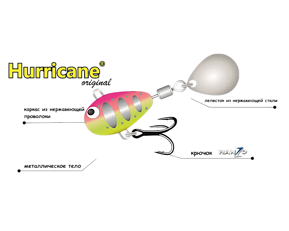 Тейл-спиннер UF Studio Hurricane Long 40мм 32гр Red