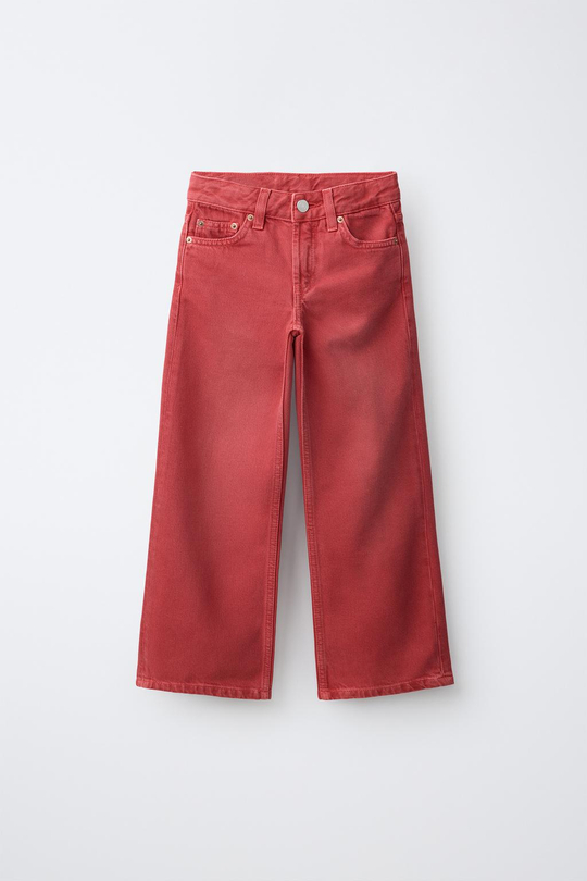 ZARA ДЖИНСЫ WIDE LEG, КРАСНЫЙ