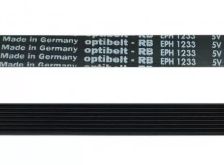 Ремень 1233 J5 5M Optibelt для стиральной машины 1241мм черный, белая надпись в/з AV09100
