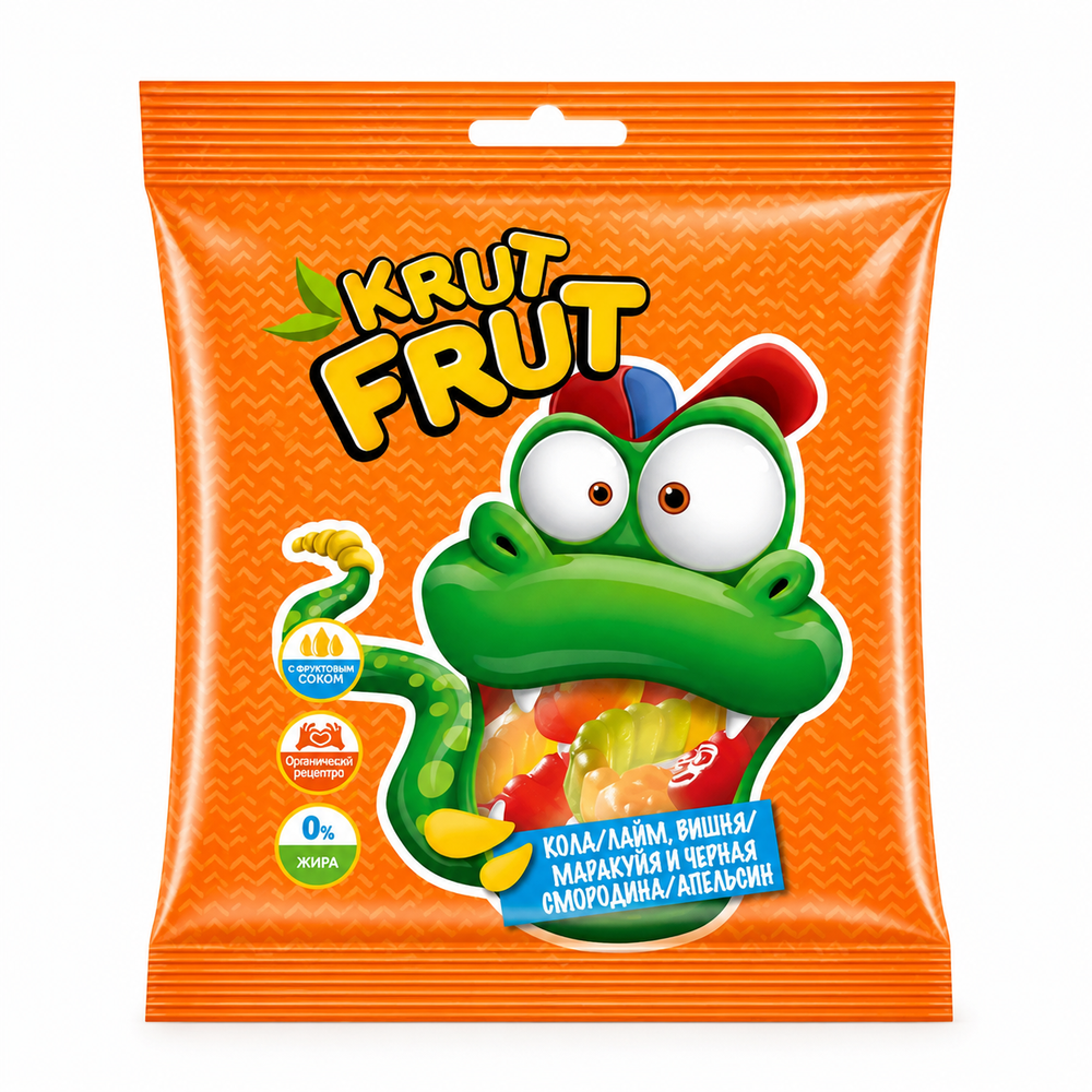 «KrutFrut», мармелад жевательный в виде забавных змеек, 70 г