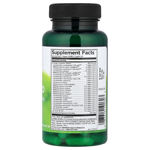 Swanson Vitamins, Epic Pro, пробиотик из 25 штаммов, 30 млрд КОЕ, 30 веганских капсул Embo Caps® AP