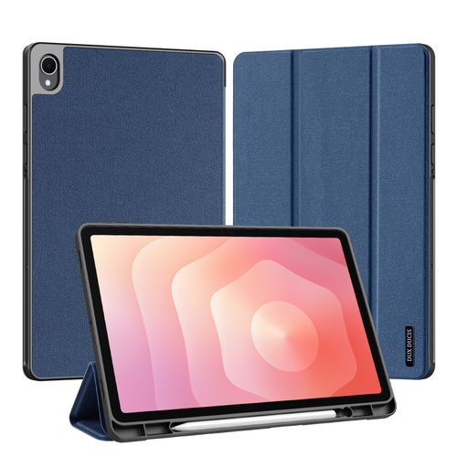 Чехол книжка синего цвета для планшета Samsung Galaxy Tab S11, серия Domo Series (с держателем для S Pen и функцией автоматического перехода в спящий режим) от Dux Ducis