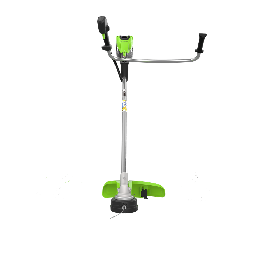Триммер аккумуляторный Greenworks TB201H, Арт. 2112407UB, 82V, 2,0 кВт, 46 см, c трехлопастным ножом и кусторезом, бесщеточный, с АКБ 5Ач и ЗУ