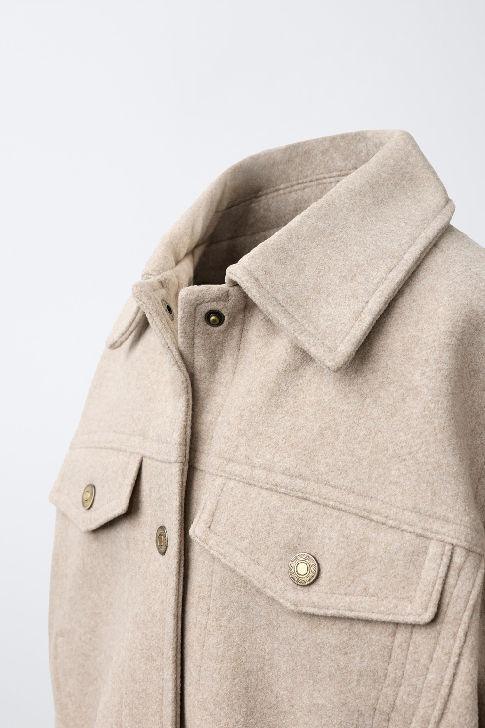 ZARA КУРТКА SOFT С ОБЪЕМНЫМ НИЗОМ, ПЕСОЧНЫЙ