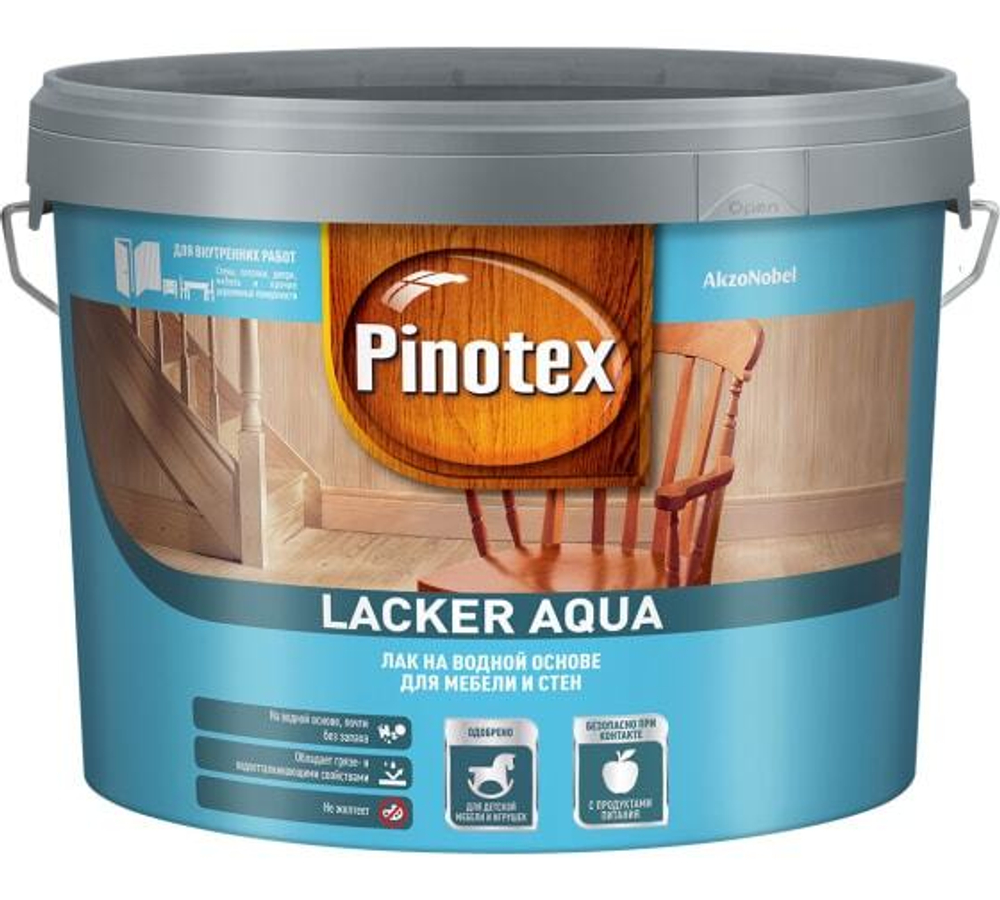 Лак для дерева на водной основе колеруемый Pinotex Lacker Aqua 10 матовый 9 л