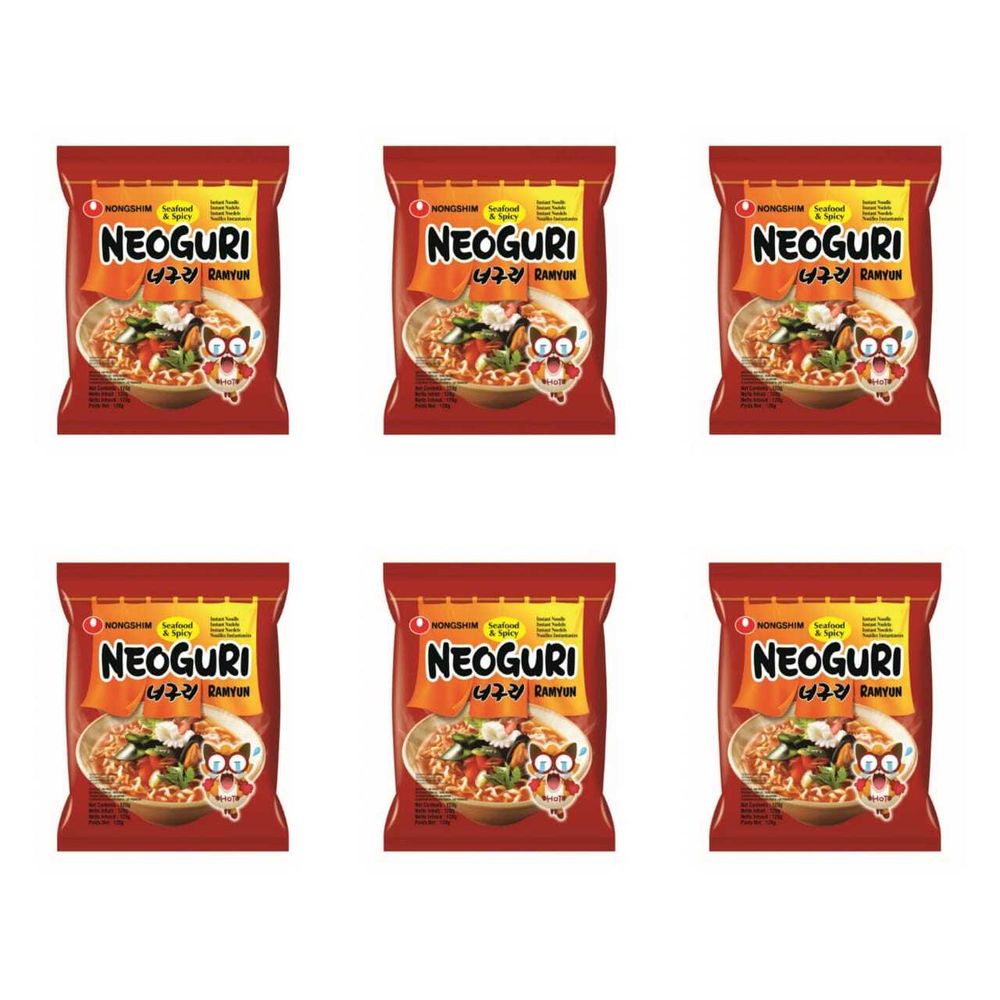 Лапша Nongshim Neoguri Spicy c морепродуктами 120 г 6 шт