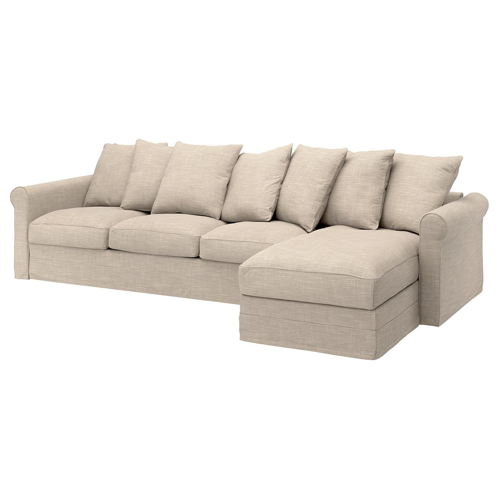 IKEA GRÖNLID  (ИКЕА ГРЁНЛИД)  -  Чехол дивана 4-местного с шезлонгом - Хилларед бежевый