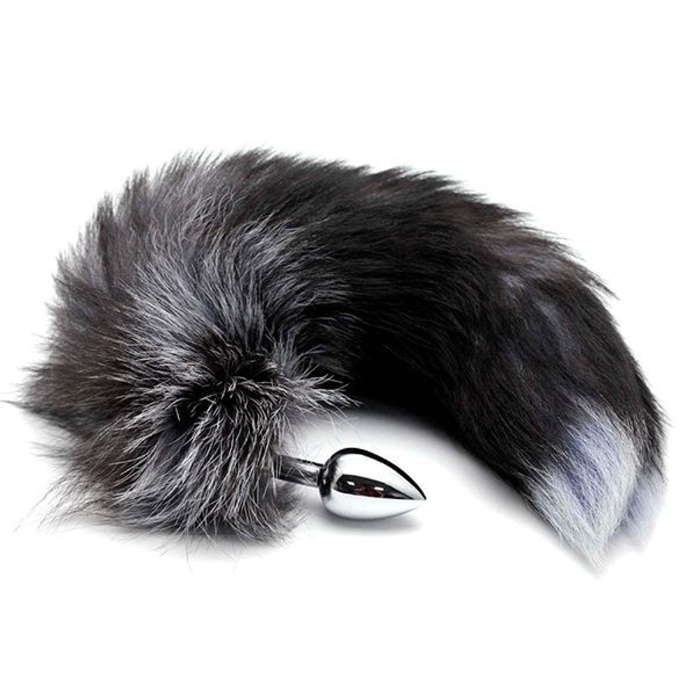 Анальная втулка Alive Black And White Fox Tail, S