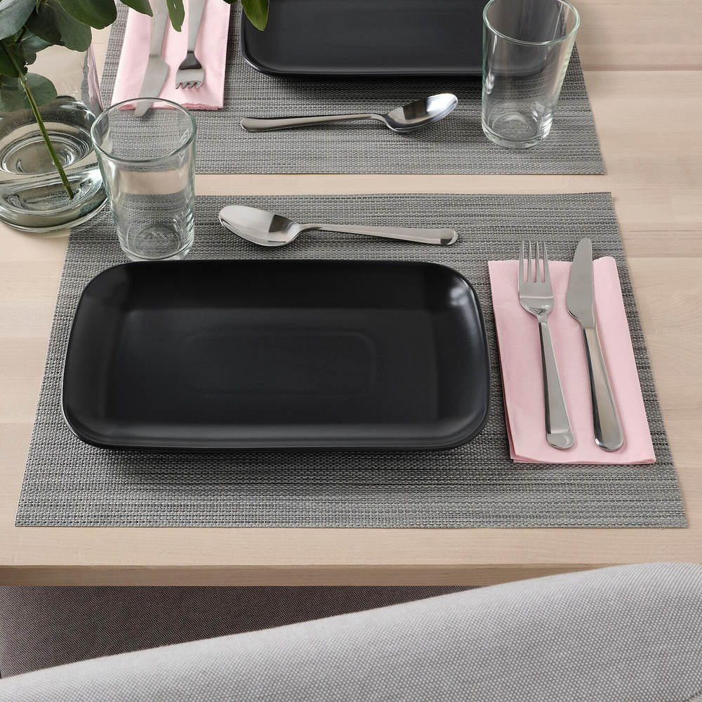 IKEA FÄRGKLAR  (ИКЕА ФÄРГКЛАР)  -  Тарелка, матовая темно-серая, 30x18 см