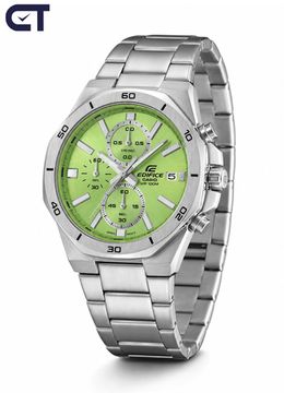 CASIO EFV-640D-3AVUDF EDIFICE мужские наручные часы — хронограф с восьмиугольным безелем и зелёным циферблатом