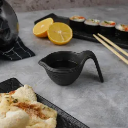 Соусник 50 мл d 10 см h4 см круглый с ручкой фарфор Black Raw Wood P.L. Proff Cuisine [12]