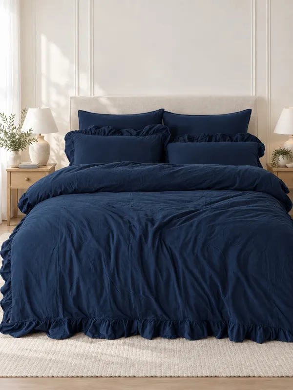 Lımasso КПБ 4 пр. Stonewashed Exclusıve Dress Blue пододеяльник 200*220, простынь 240*260, наволочки 50*70 2шт