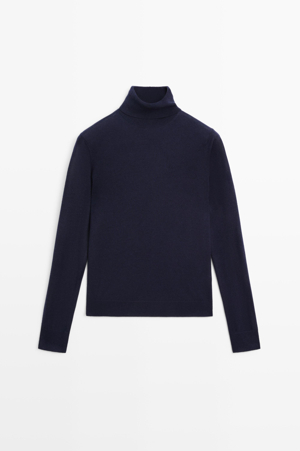 Massimo Dutti Свитер из смесовой шерсти с высоким воротником, темно-синий
