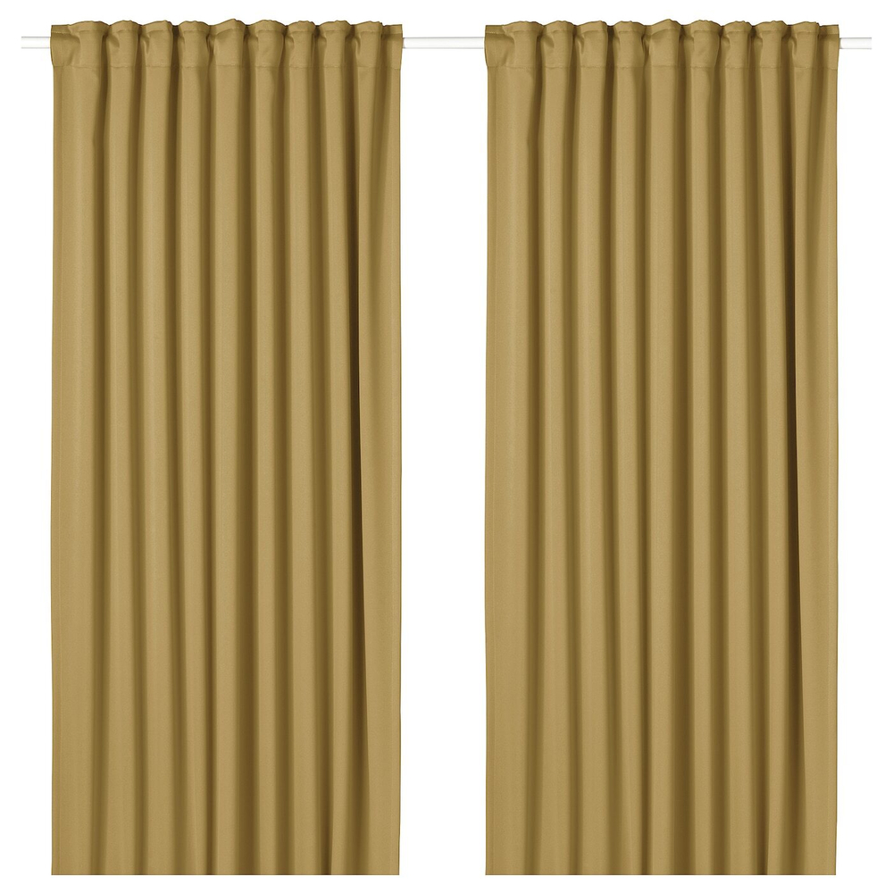 IKEA MAJGULL  (ИКЕА МАЙГУЛЛ)  -  Шторы, 1 пара, на ленте/бежевый/желтый, 145x300 см