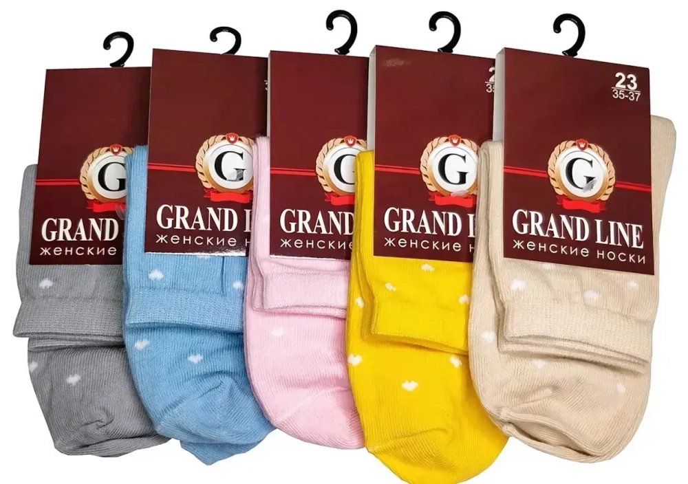 Носки женские GRAND LINE (Ж-98, сердечки), р. 23 (new)