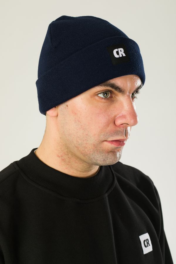 Шапка Двуслойная Fat Beanie Синяя Чернильная - фото 3