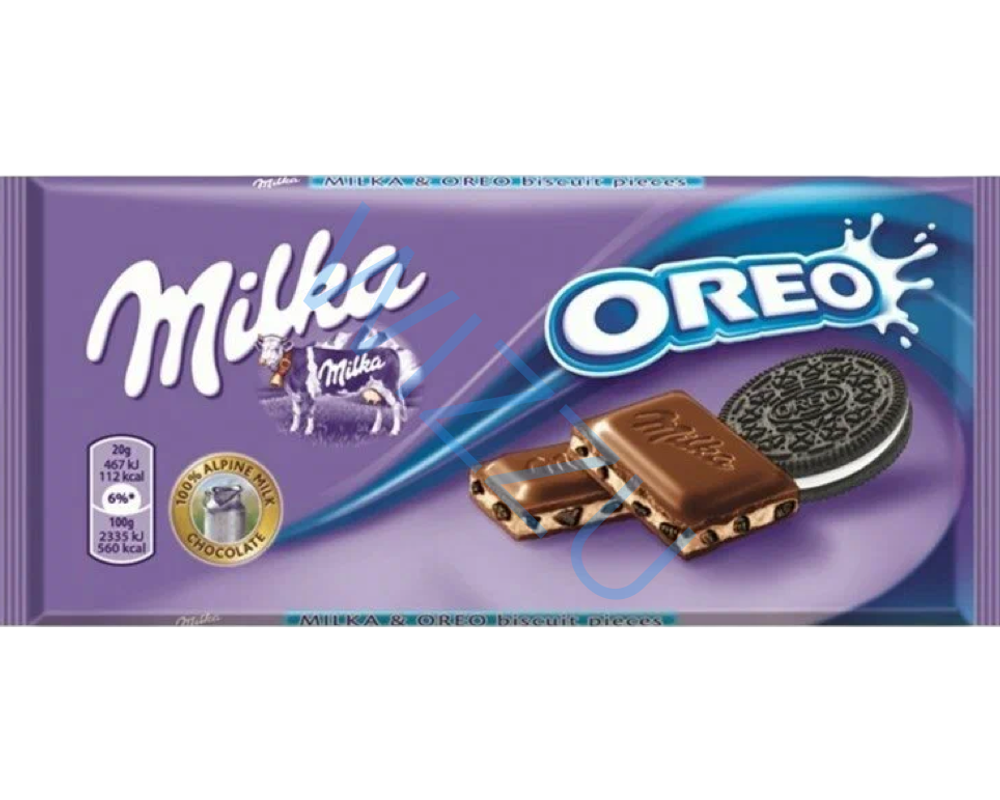 Шоколад молочный Milka Oreo с кусочками печенья, 100 г