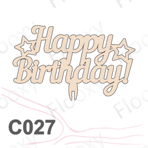 Топпер деревянный в букет цветов "Happy Birthday" 10шт.