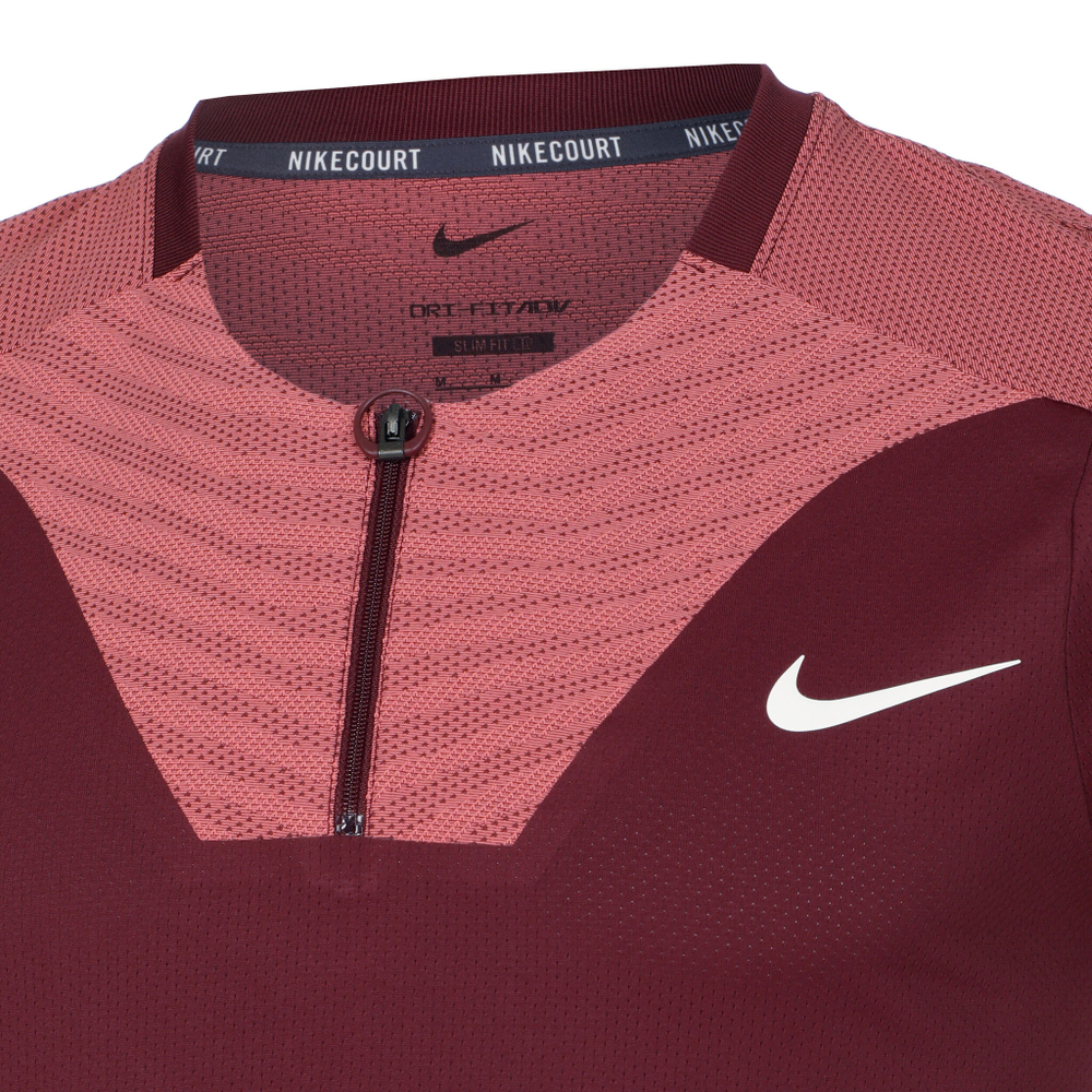 Мужское теннисное поло Nike Dri-Fit Advantage Court Slim UL RG Polo Men - Dark Red, Antique Pink