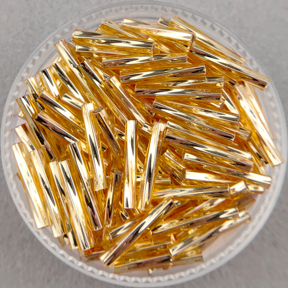 Стеклярус Miyuki Twisted Bugle, цвет #0003 (золото, с внутренним серебрением)