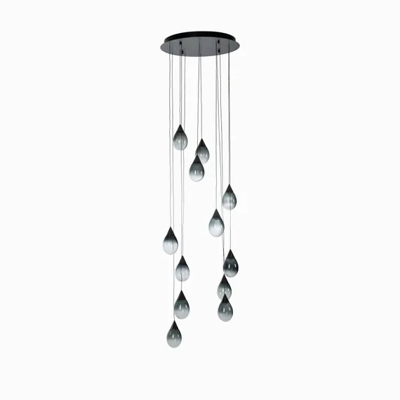 Подвесной светильник Rain Ø51,5 см, дымчатый, чёрный глянец