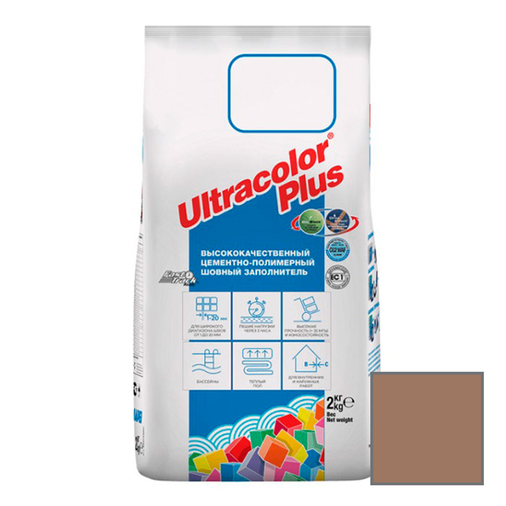 Затирка цементная Mapei Ultracolor Plus 142 коричневая 2 кг