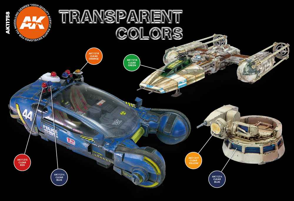 Набор акриловых красок AK Interactive Transparent Colors 3G Set
