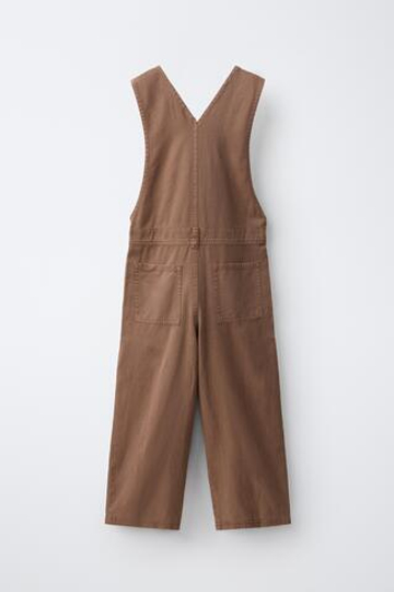 ZARA ЛЬНЯНОЙ ДЛИННЫЙ КОМБИНЕЗОН, КАРАМЕЛЬНЫЙ