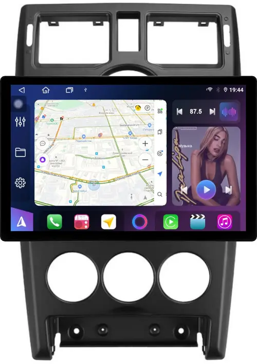 Магнитола для Lada Priora 2007-2013 (рамка черная тип 1) - FarCar GX877 монитор 13" 2K QLED на Android 14, S500+TS20, Быстрейшая, CarPlay, 4G SIM-слот
