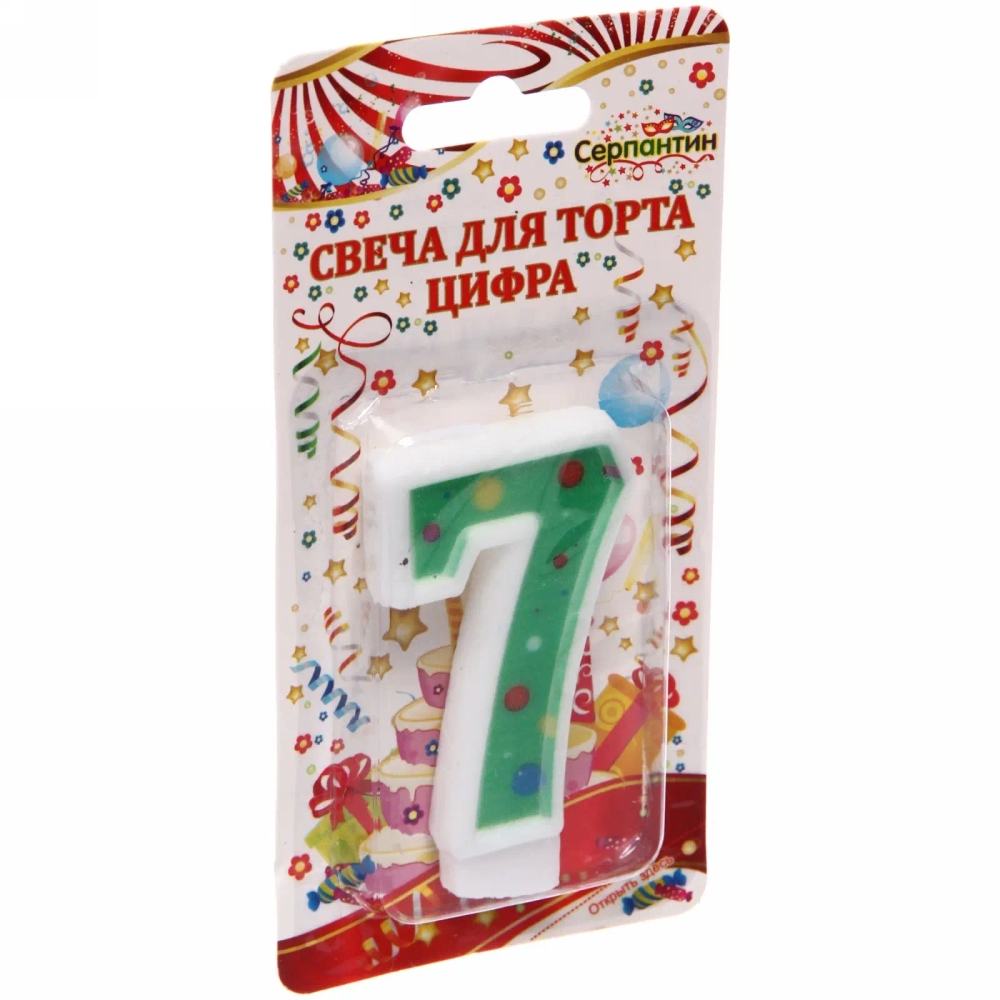 Свеча для торта Цифра Пузырик «7» 6,7см