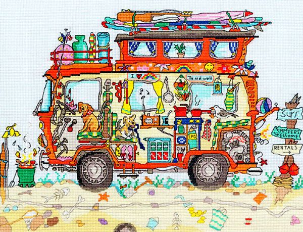 Набор для вышивания нитками Bothy Threads, Camper Van (Минивэн), 36х26 см