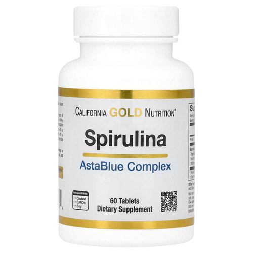 California Gold Nutrition, спирулина, органический комплекс AstaBlue, 60 таблеток