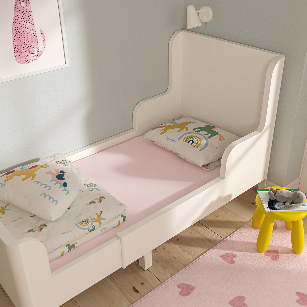 IKEA BARNDRÖM  (ИКЕА БАРНДРЁМ)  -  Простыня натяжная для раздвижной кровати - розовый 80х165 см