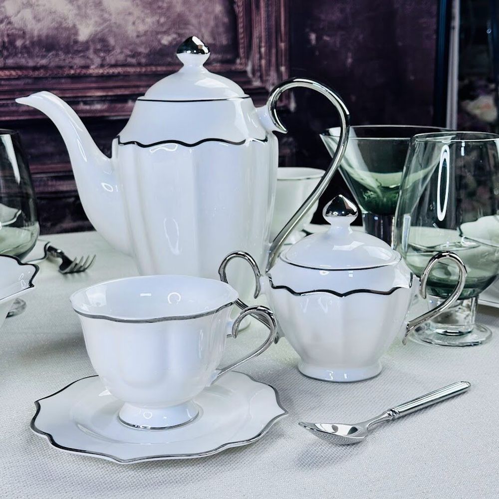 Lenardi 205-590 Чайный сервиз 14пр. 250 мл MAGNOLIA SILVER в под.уп.(х3)Фарфор